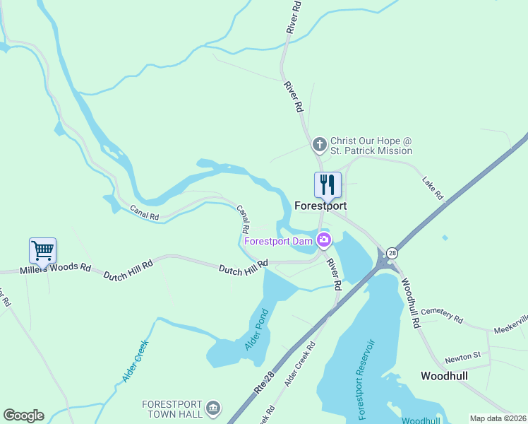 map of restaurants, bars, coffee shops, grocery stores, and more near 158 Black River Canal Road in Forestport