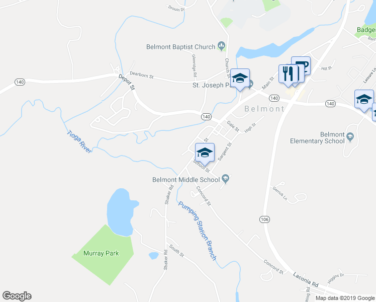 map of restaurants, bars, coffee shops, grocery stores, and more near 6 Lawrence Court in Belmont