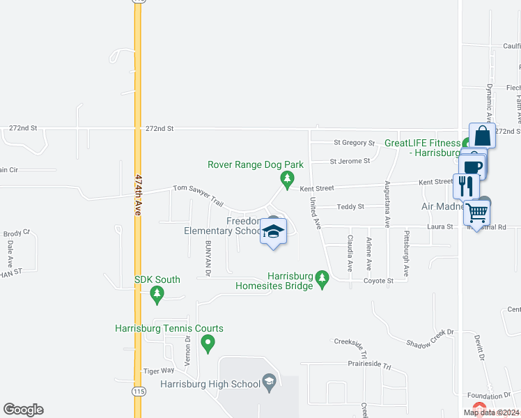 map of restaurants, bars, coffee shops, grocery stores, and more near 1211 Tom Sawyer Trail in Harrisburg