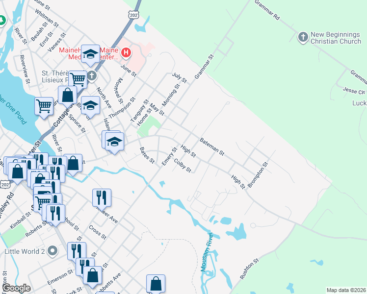 map of restaurants, bars, coffee shops, grocery stores, and more near 1 Madison Street in Sanford