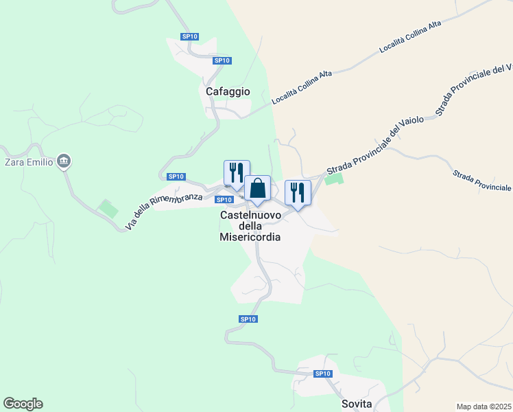 map of restaurants, bars, coffee shops, grocery stores, and more near 2 Piazza Antonio Gramsci in Castelnuovo della Misericordia