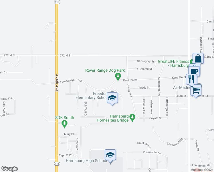 map of restaurants, bars, coffee shops, grocery stores, and more near 1211 Tom Sawyer Trail in Harrisburg