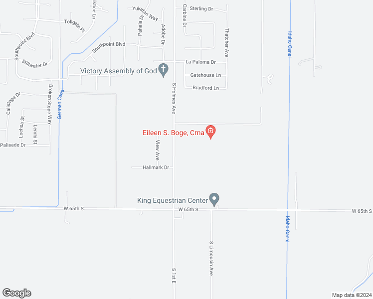 map of restaurants, bars, coffee shops, grocery stores, and more near 6119 South Holmes Avenue in Idaho Falls