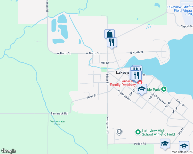map of restaurants, bars, coffee shops, grocery stores, and more near 131 Hooper Street in Lakeview