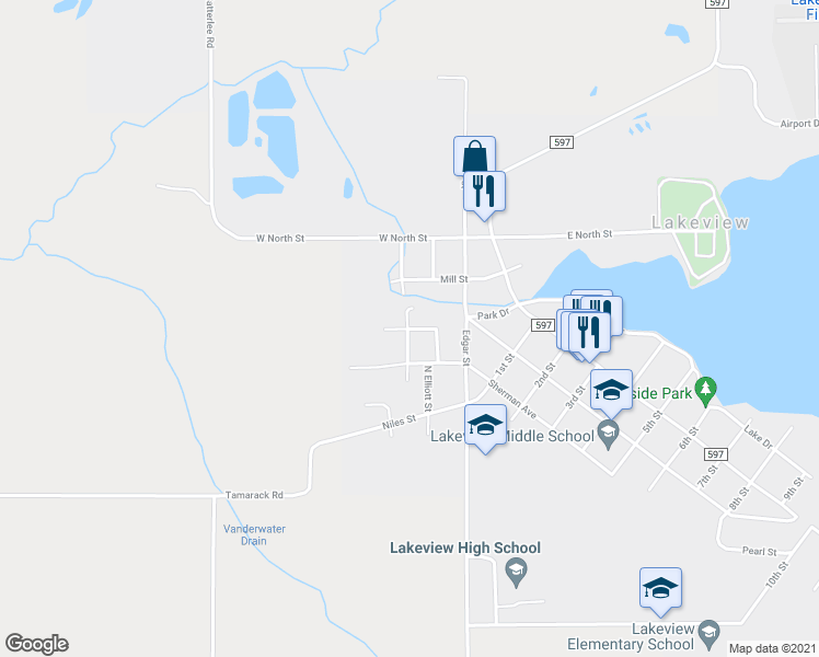 map of restaurants, bars, coffee shops, grocery stores, and more near 313 Clark Street in Lakeview