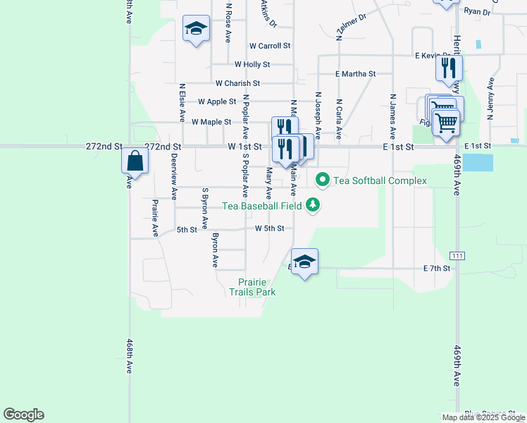 map of restaurants, bars, coffee shops, grocery stores, and more near 200 West 4th Street in Tea