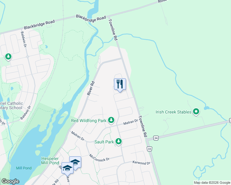 map of restaurants, bars, coffee shops, grocery stores, and more near 258 McMeeken Drive in Cambridge