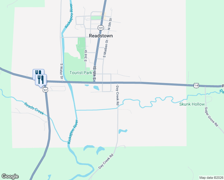 map of restaurants, bars, coffee shops, grocery stores, and more near 303 East Kickapoo Street in Readstown