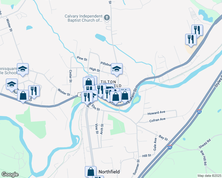 map of restaurants, bars, coffee shops, grocery stores, and more near in Belknap County