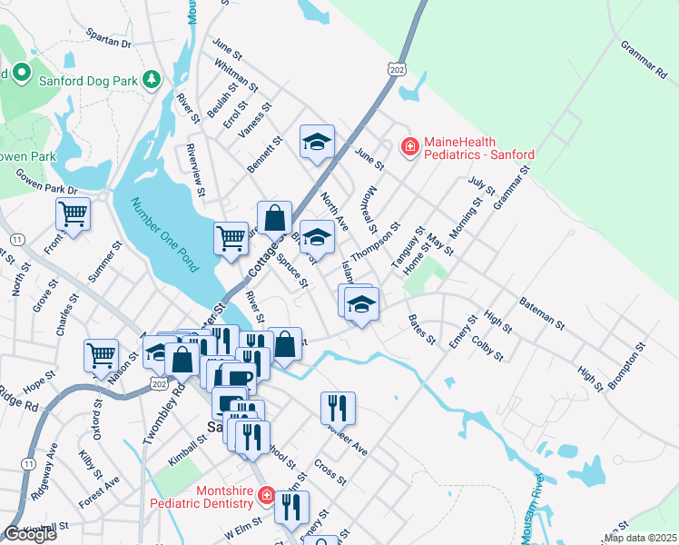 map of restaurants, bars, coffee shops, grocery stores, and more near 248 Island Avenue in Sanford