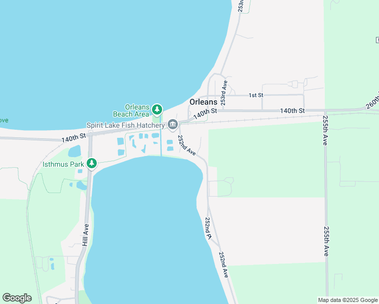 map of restaurants, bars, coffee shops, grocery stores, and more near 14081-14205 Pioneer Beach Rd in Spirit Lake