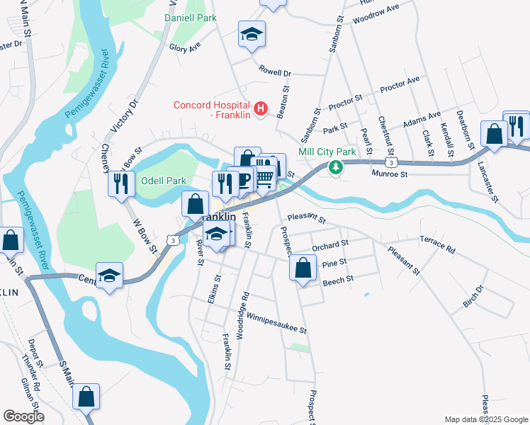 map of restaurants, bars, coffee shops, grocery stores, and more near 29 Ayles Court in Franklin