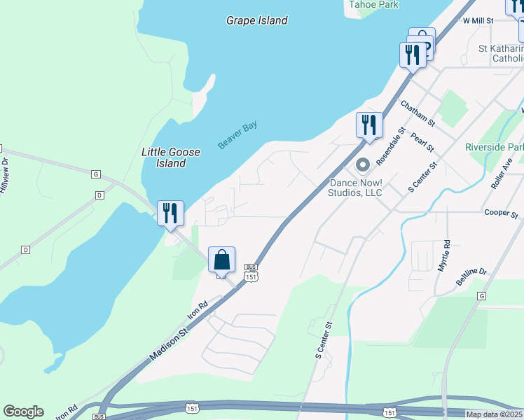 map of restaurants, bars, coffee shops, grocery stores, and more near 104 Lake Crest Drive in Beaver Dam