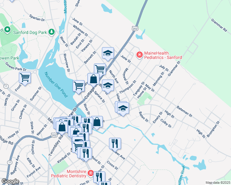map of restaurants, bars, coffee shops, grocery stores, and more near 248 Island Avenue in Sanford