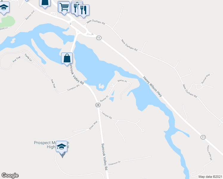 map of restaurants, bars, coffee shops, grocery stores, and more near Baxter Place Road in Alton