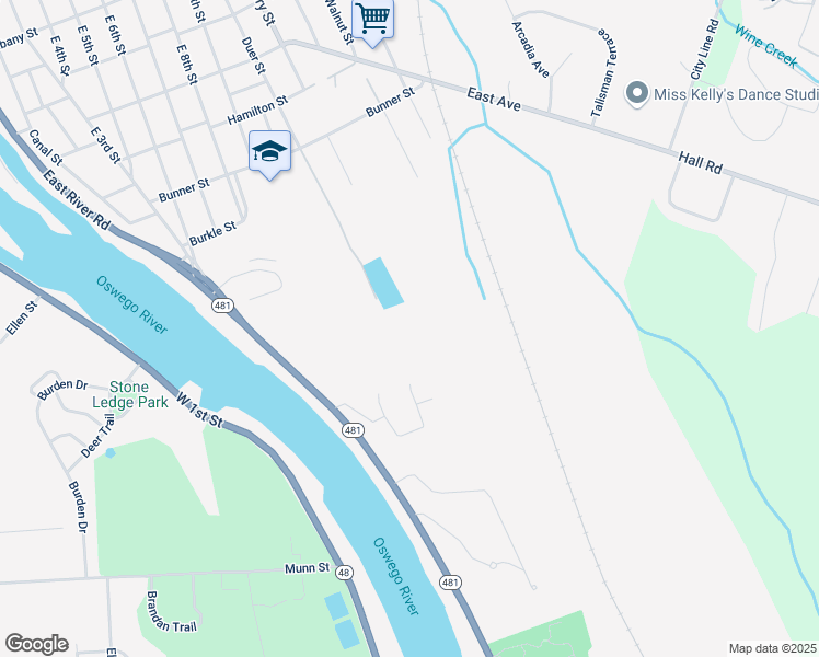 map of restaurants, bars, coffee shops, grocery stores, and more near 1 Debbie Lane in Oswego