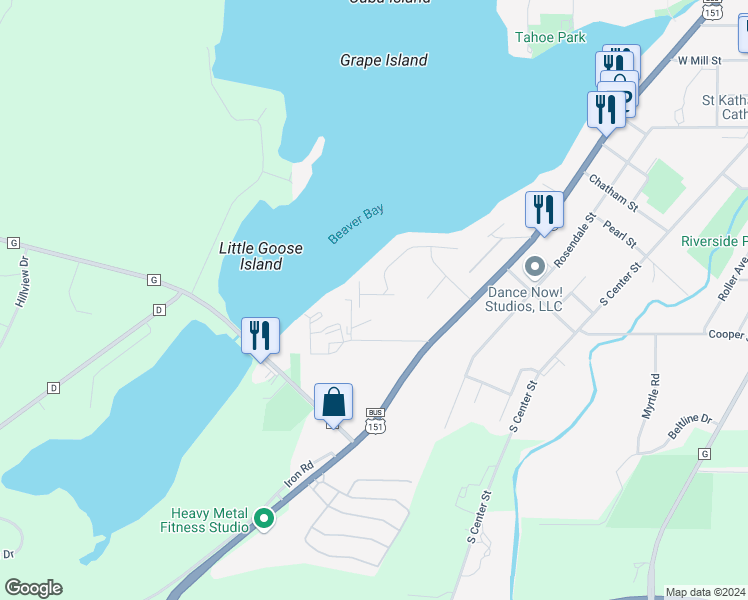 map of restaurants, bars, coffee shops, grocery stores, and more near 230 Baker Boulevard in Beaver Dam