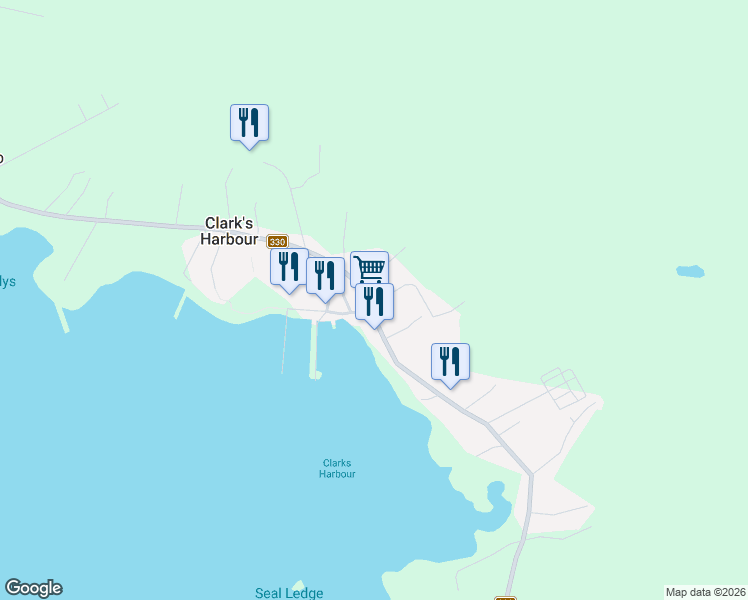 map of restaurants, bars, coffee shops, grocery stores, and more near 11 Saunders Street in Clark's Harbour