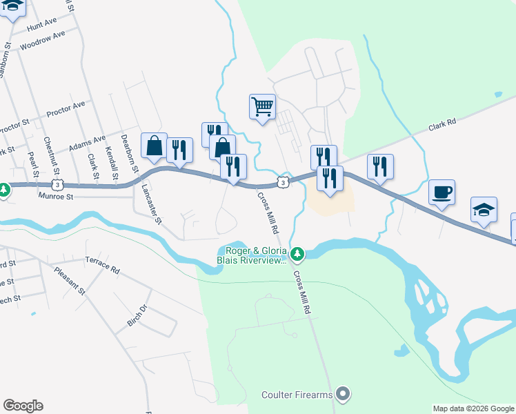 map of restaurants, bars, coffee shops, grocery stores, and more near 933 Central Street in Franklin