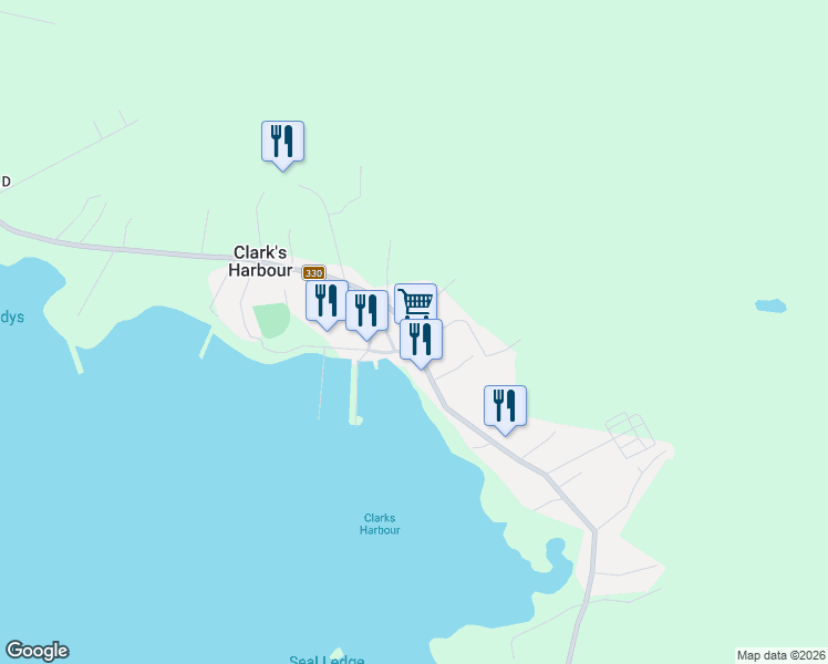 map of restaurants, bars, coffee shops, grocery stores, and more near 2739 Main Street in Clark's Harbour