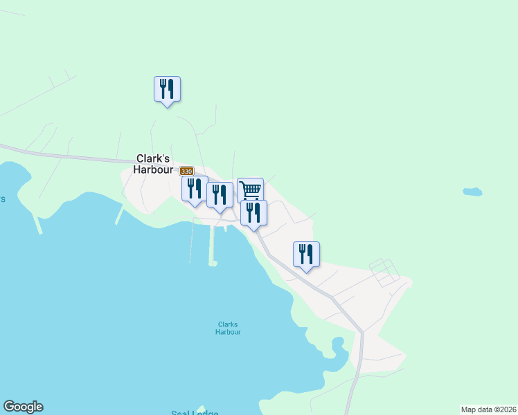 map of restaurants, bars, coffee shops, grocery stores, and more near 11 Saunders Street in Clark's Harbour