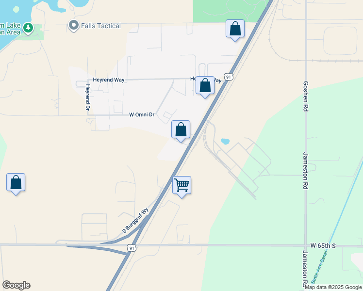 map of restaurants, bars, coffee shops, grocery stores, and more near 5800 South Yellowstone Highway in Idaho Falls