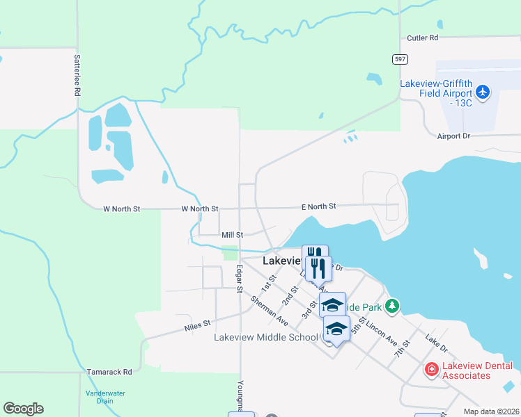 map of restaurants, bars, coffee shops, grocery stores, and more near 309 North Lincoln Avenue in Lakeview