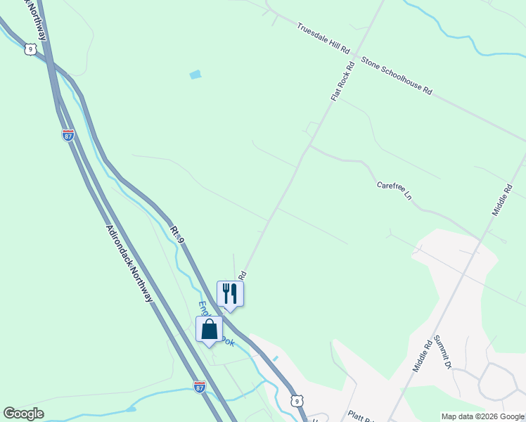 map of restaurants, bars, coffee shops, grocery stores, and more near 3 Higgins Road in Lake George