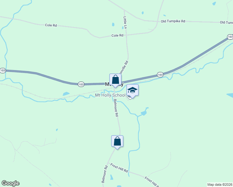 map of restaurants, bars, coffee shops, grocery stores, and more near 26 School Street in Mount Holly