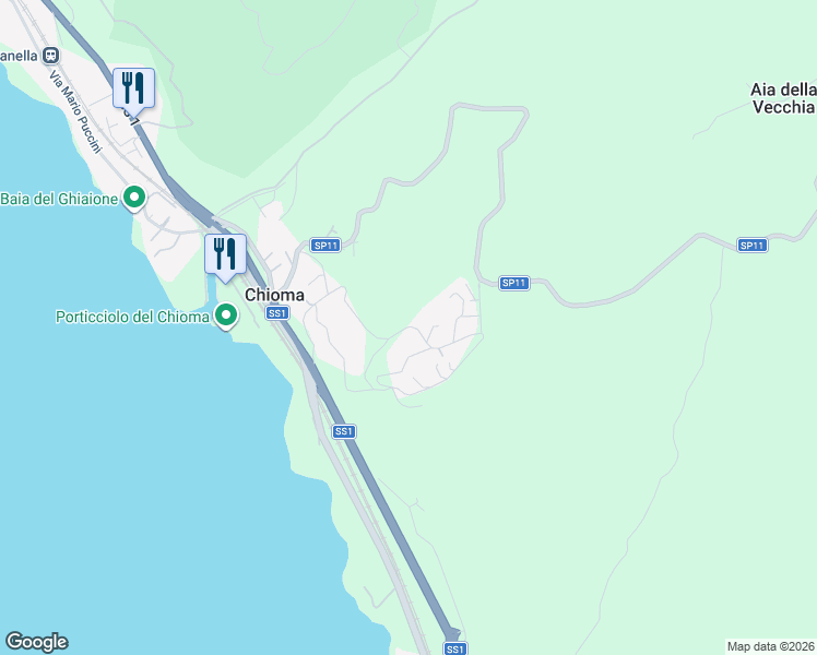 map of restaurants, bars, coffee shops, grocery stores, and more near 20 Via delle Rose in Chioma