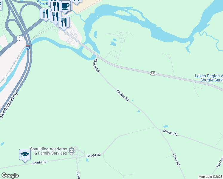 map of restaurants, bars, coffee shops, grocery stores, and more near 37 Shaker Road in Northfield