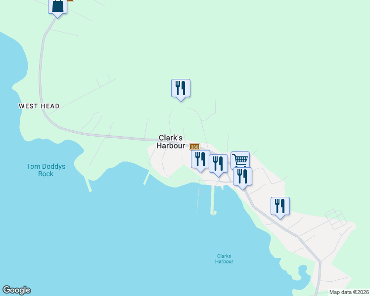 map of restaurants, bars, coffee shops, grocery stores, and more near 2660 Main Street in Clark's Harbour