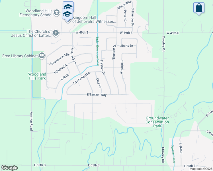 map of restaurants, bars, coffee shops, grocery stores, and more near 5568 Treyden Dr in Idaho Falls