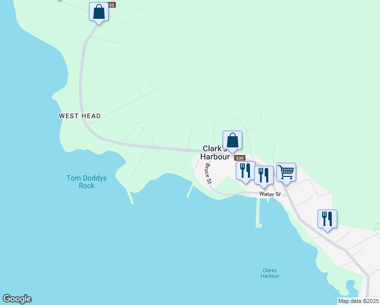 map of restaurants, bars, coffee shops, grocery stores, and more near 2590 Main Street in Clark's Harbour