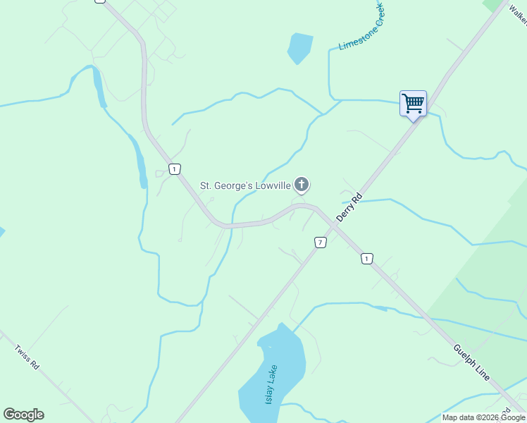 map of restaurants, bars, coffee shops, grocery stores, and more near 7063 Guelph Line in Milton