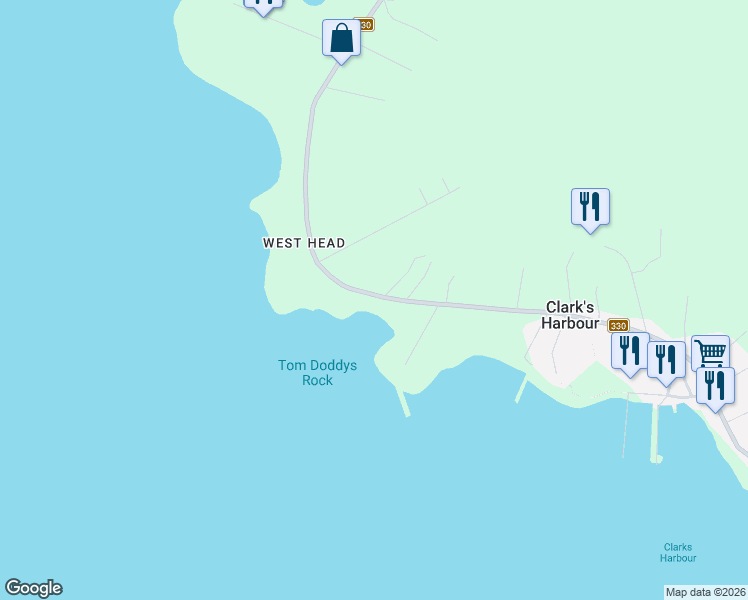 map of restaurants, bars, coffee shops, grocery stores, and more near 2498 Main Street in Clark's Harbour