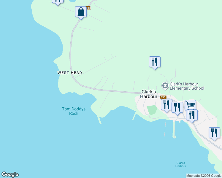 map of restaurants, bars, coffee shops, grocery stores, and more near 28 Hilbert Street in Clark's Harbour