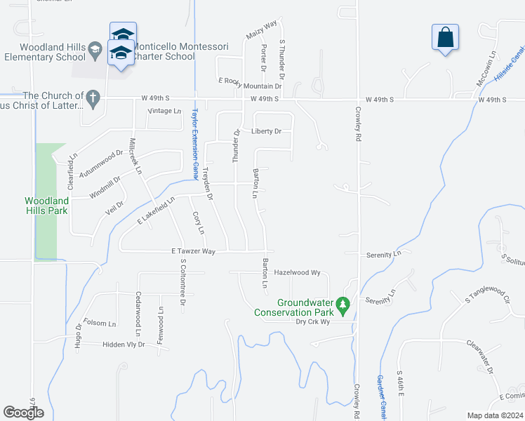 map of restaurants, bars, coffee shops, grocery stores, and more near 5265 Barton Circle in Ammon