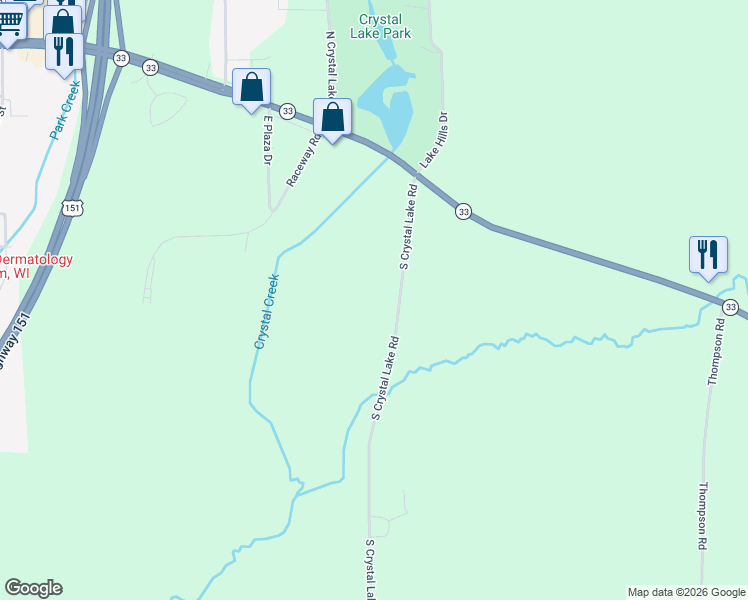 map of restaurants, bars, coffee shops, grocery stores, and more near N7019 S Crystal Lake Rd in Beaver Dam