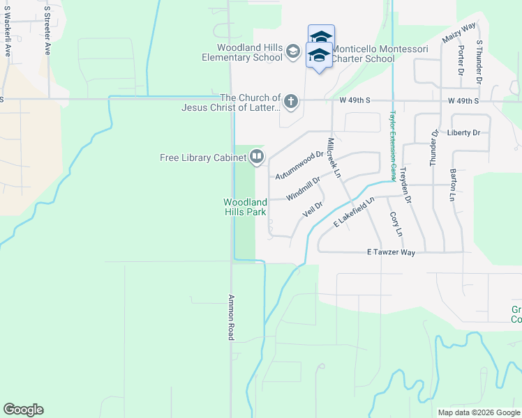 map of restaurants, bars, coffee shops, grocery stores, and more near 3645 Windmill Drive in Ammon