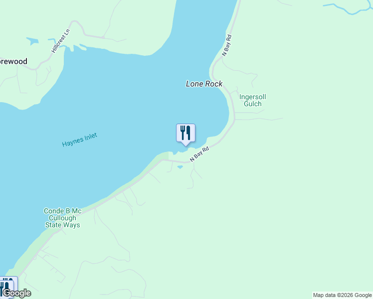 map of restaurants, bars, coffee shops, grocery stores, and more near 802 North Bay Road in North Bend