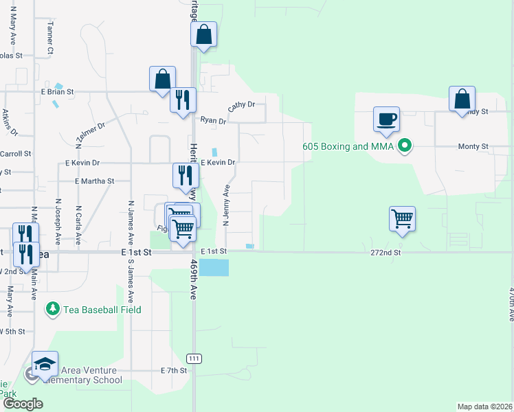 map of restaurants, bars, coffee shops, grocery stores, and more near 340 North Ceylon Avenue in Tea