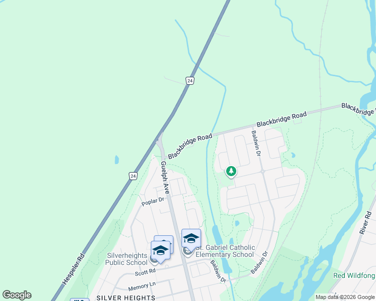 map of restaurants, bars, coffee shops, grocery stores, and more near 125 Blackbridge Road in Cambridge
