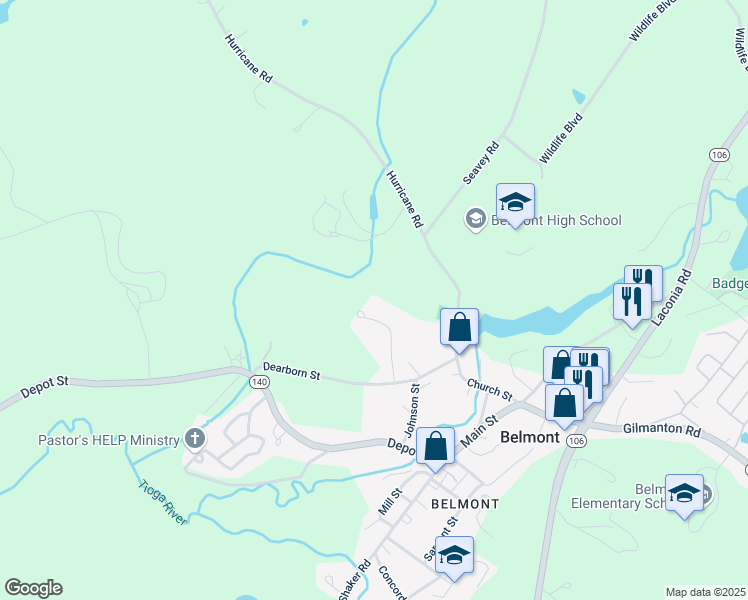 map of restaurants, bars, coffee shops, grocery stores, and more near 40 Glenridge Road in Belmont