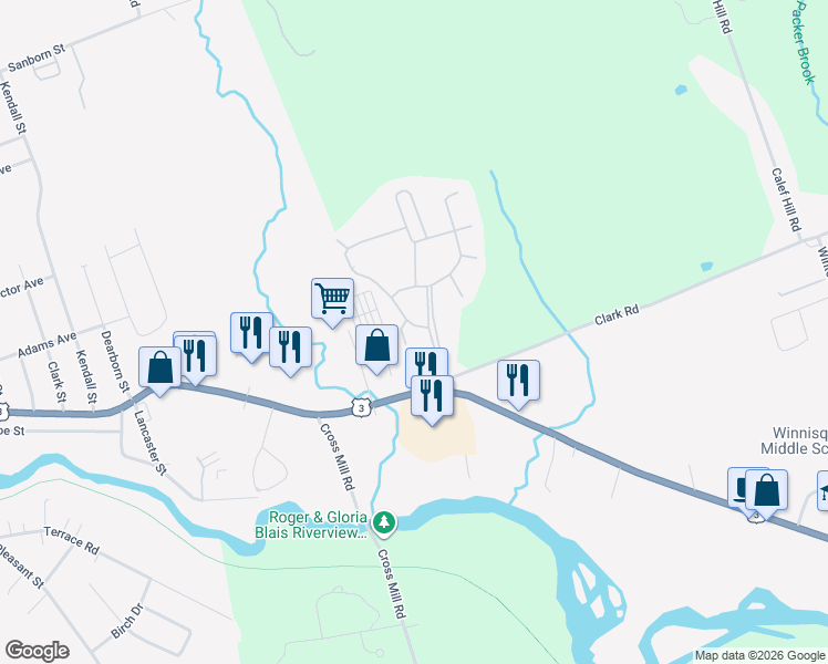 map of restaurants, bars, coffee shops, grocery stores, and more near 1 Timberline Drive in Tilton
