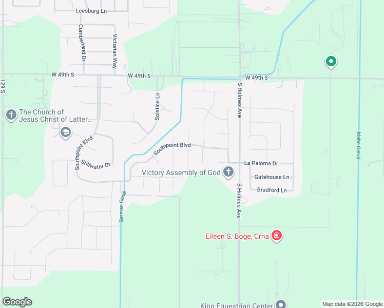 map of restaurants, bars, coffee shops, grocery stores, and more near 5423 Villa Mirage Court in Idaho Falls
