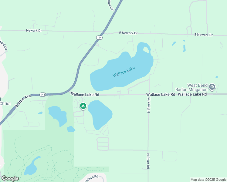 map of restaurants, bars, coffee shops, grocery stores, and more near 2486 Wallace Lake Road in West Bend