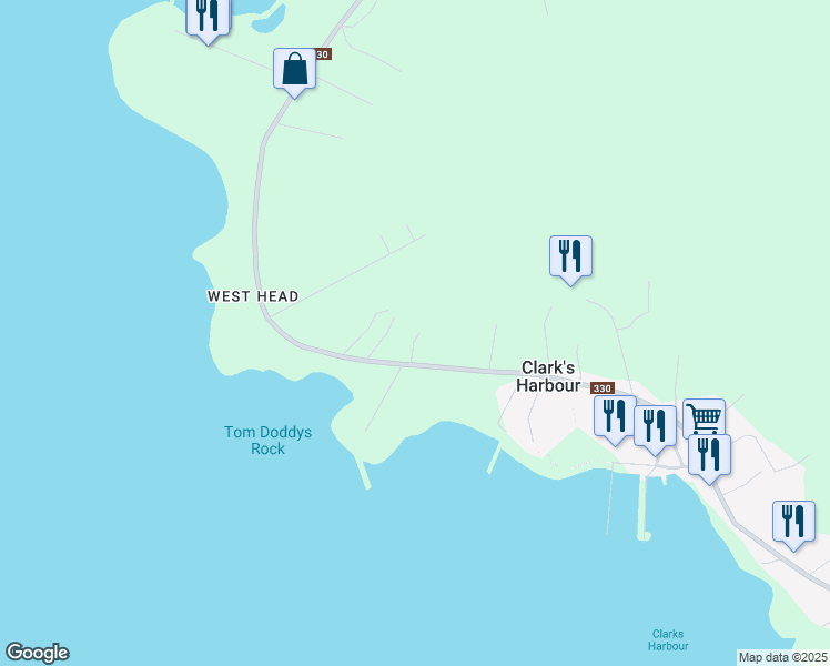 map of restaurants, bars, coffee shops, grocery stores, and more near 21 Stoddart Drive in Clark's Harbour