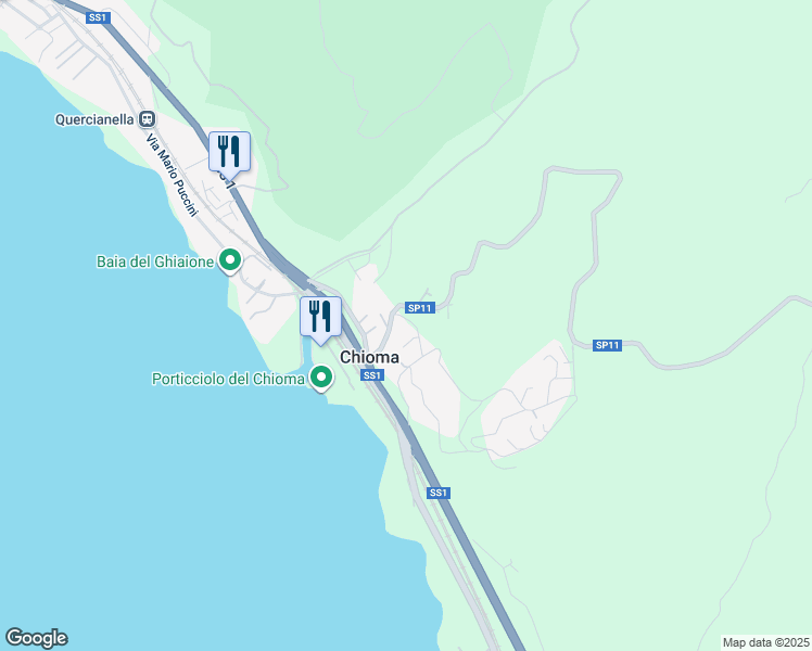 map of restaurants, bars, coffee shops, grocery stores, and more near 4 Via delle Rose in Chioma