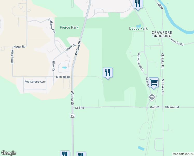 map of restaurants, bars, coffee shops, grocery stores, and more near 401 Mine Road in Baraboo